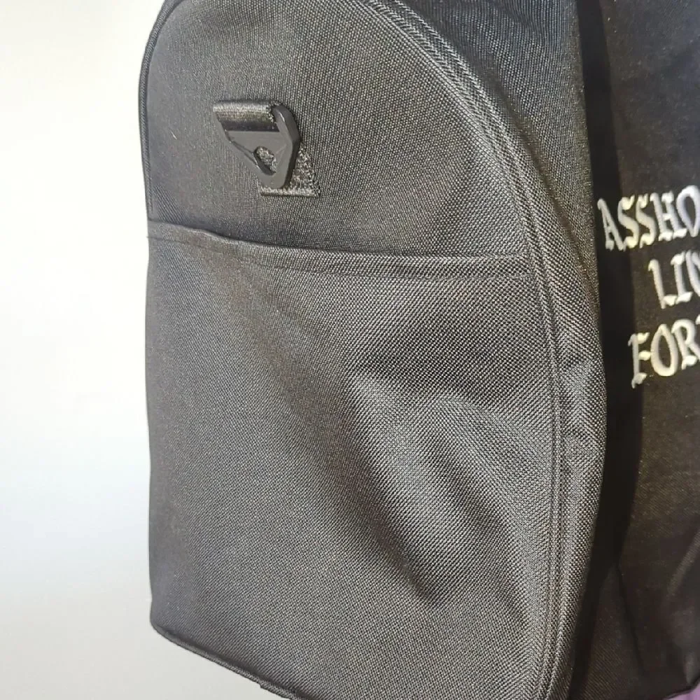 Emotional Baggage Black Duffel Bag with White Embroidery